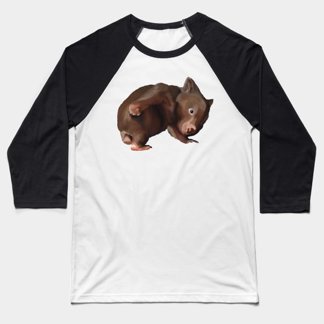 Baby Wombat illustration, joey wombat art, realistic australian wombat artwork. Australian theme decor Baseball T-Shirt by PlumpPlumStudio